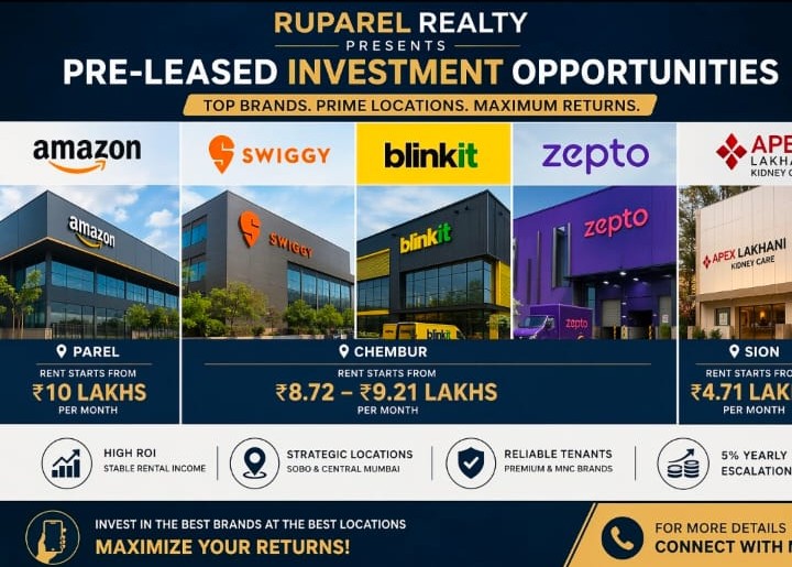 Ruparel Realty Pre-Leased Investment Opportunities — Amazon, Swiggy, Blinkit, Zepto, Apex Lakhani
